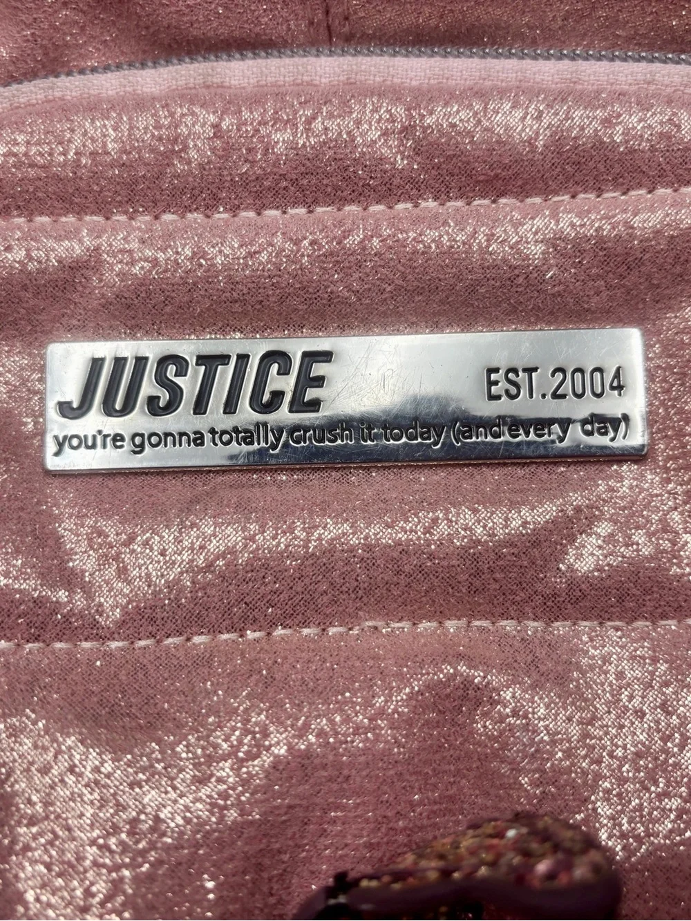 Justice Girls Pink Rose Gold Metallic Unicorn Initial 